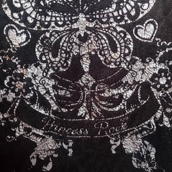 Y2K Children's Place Girls Velour Hoodie Zip Princess Rock Graphic Sweatshirt L - Picture 7 of 15
